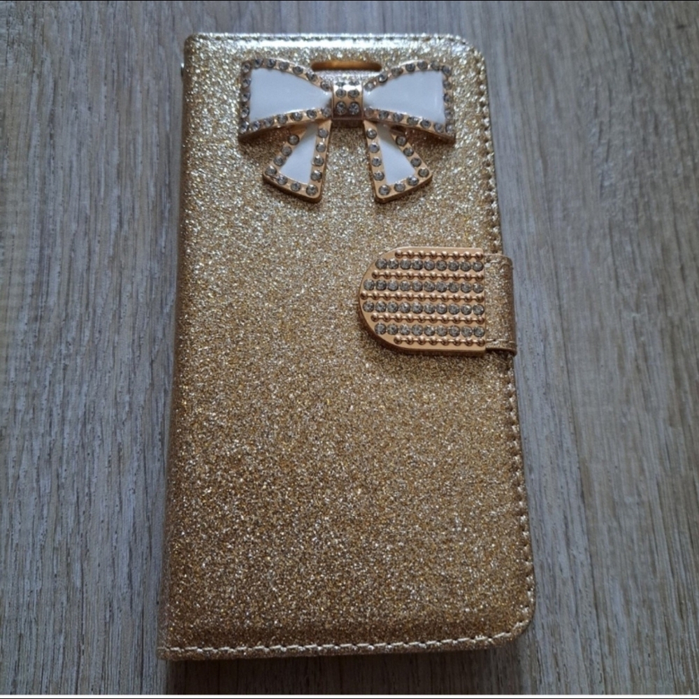 LG Aristo 2 Cellphone Case Gold Glitter with Bow